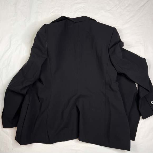 Armani Collezioni Women Blazer Virgin Wool Sz 8 Black  Button Jacket Italy 70124